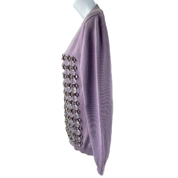 Mary Katrantzou - Crystal Flower Knit Sweater Top - Lilac, Purple, Grey - S - Picture 3 of 13